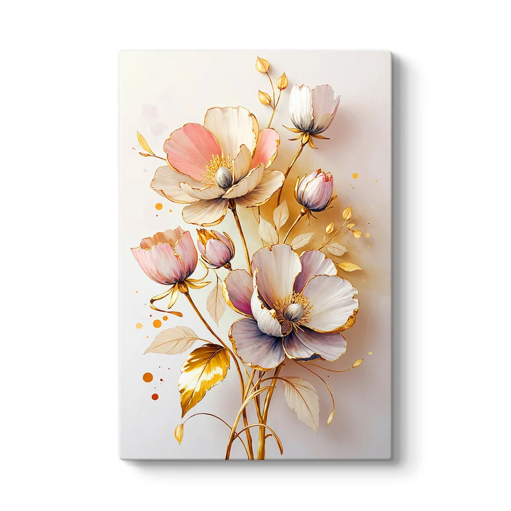 Pastel Pembe Manolya Buketi Kanvas Tablo